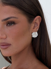 Livvy Floral Stud Earrings White