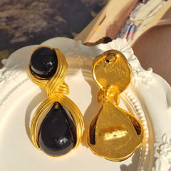 Pre Order: Black Gem Twist Drop Earrings