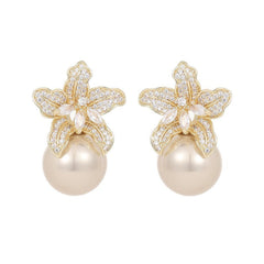 Retro Lily Flower Pearl Earrings
