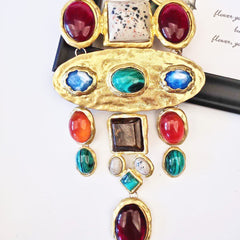 Pre Order: Baroque Geometric Gemstone Long Necklace