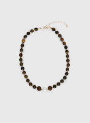 In Your Life Beaded Necklace Brown / Pearl