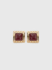 Grant My Wish Square Earrings Gold / Red
