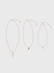 Broken Clocks Layered Necklace Gold