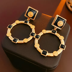 Retro Geometric Drop Earrings