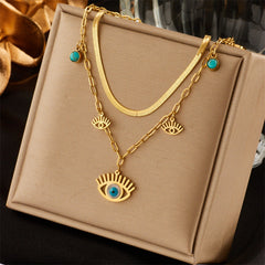 Pre Order: Blue Eyed Charms Multilayer Necklace