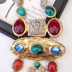 Pre Order: Baroque Geometric Gemstone Long Necklace