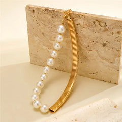 Unique Gothic Asymmetric Faux Pearl Short Choker Necklace