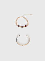 Wish You Would Bracelet Set Gold / Red