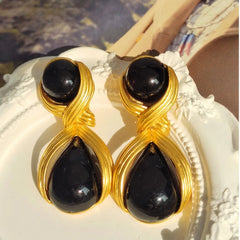 Pre Order: Black Gem Twist Drop Earrings