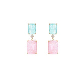 Silver Needle Geometric Block Ice Crack Earrings