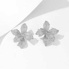 Zircon Blooming Lily Flower Earrings