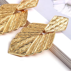 Textured Leaf Drop Earrings