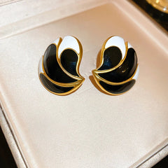Pre Order: Black White Fan Petal Earrings