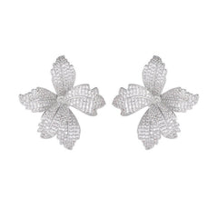 Zircon Blooming Lily Flower Earrings