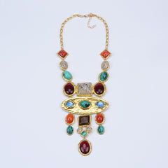 Pre Order: Baroque Geometric Gemstone Long Necklace