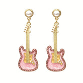 Glazed Pearl Diamond Guitar Earrings