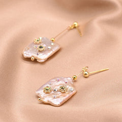 Pre Order: Baroque Purple Pearl Geometric Stud Earrings
