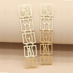 Pre Order: Body Individuality Statement Gold Dangle Drop Earrings