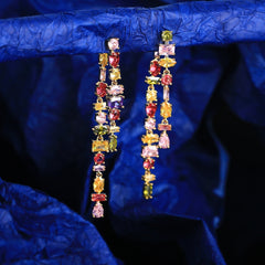 Zircon Multilayer Tassel Dangle Earrings