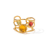 Retro Gold-Plated Multicolor Resin Open Ring