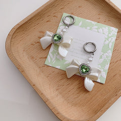 White Bow Hoop Earrings