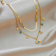 Pre Order: Blue Eyed Charms Multilayer Necklace