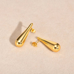 Waterdrop Minimalist Gold Plated Stud Earrings