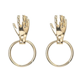 Vintage Alloy Palm Circle Drop Earrings