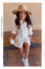Mini Primavera Kids Flat Brim Hat - Nude