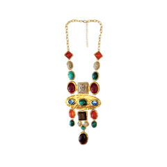 Pre Order: Baroque Geometric Gemstone Long Necklace