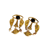 Retro Face Pearl Drop Earrings