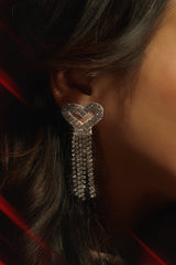 Mi Amore Embellished Dangle Earring - Silver