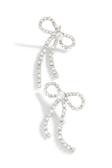Cassia Embellished Bow Tie Earring - Silver