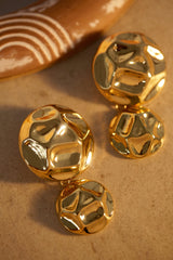 Emilia Embossed Dangle Statement Earring - Gold