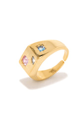Aleysa Embellished Adjustable Ring - Gold
