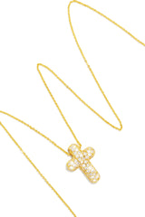 Eila Embellished Gold Dipped Cross Necklace - Gold