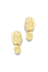 Cery Embossed Dangle Statement Earring - Gold