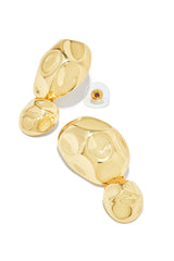 Cery Embossed Dangle Statement Earring - Gold