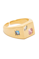 Aleysa Embellished Adjustable Ring - Gold