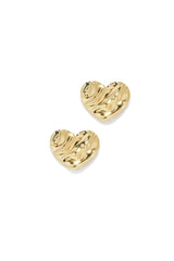 Darling Love Embossed Heart Earring - Gold