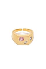 Aleysa Embellished Adjustable Ring - Gold