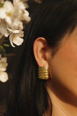 Halana Textured Statement Earring - Gold
