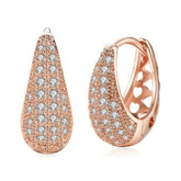 Hearts Zircon Copper Huggie Earrings