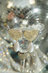 Lover Embellished Heart Earring - Gold