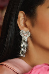 Mi Amore Embellished Dangle Earring - Silver