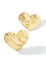 Darling Love Embossed Heart Earring - Gold