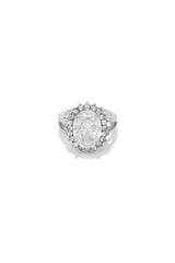 Pretty Glares Embellished Statement Ring - Silver