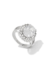 Pretty Glares Embellished Statement Ring - Silver