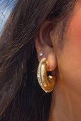 Naylah Chunky Embellished Hoop Earring - Gold