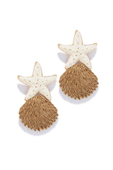 Keira Seashell Statement Earring - Ivory Tan